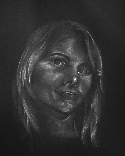 Commission, Portrait, Conte on toned paper, 30x24.5, unframed