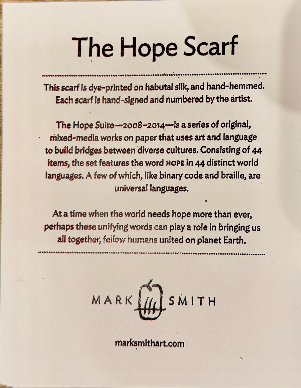 Smith, Mark Lesly, The Hope Scarf
