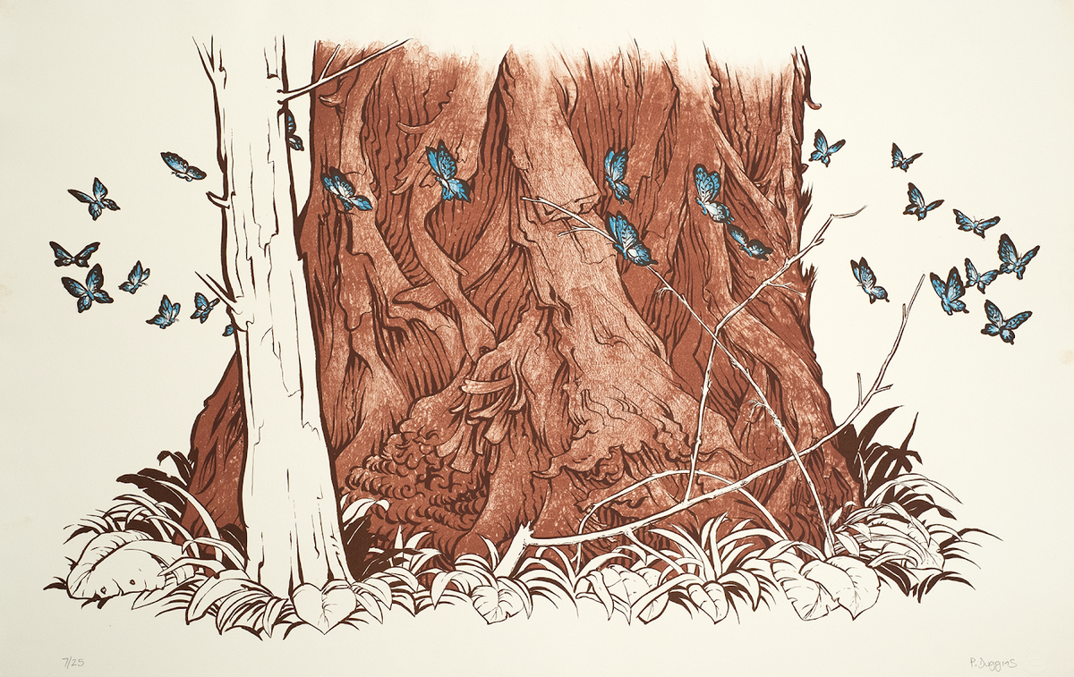 Duggan, Peat, Untitled (tree trunk with butterflies), 2009